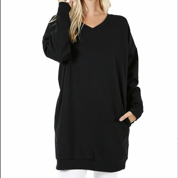 Tops - Black Oversized Sweatshirt Tunic